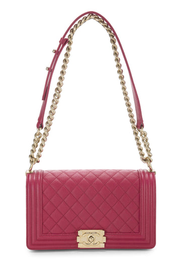 Chanel,  Pink Quilted Caviar Boy Bag Medium, Pink