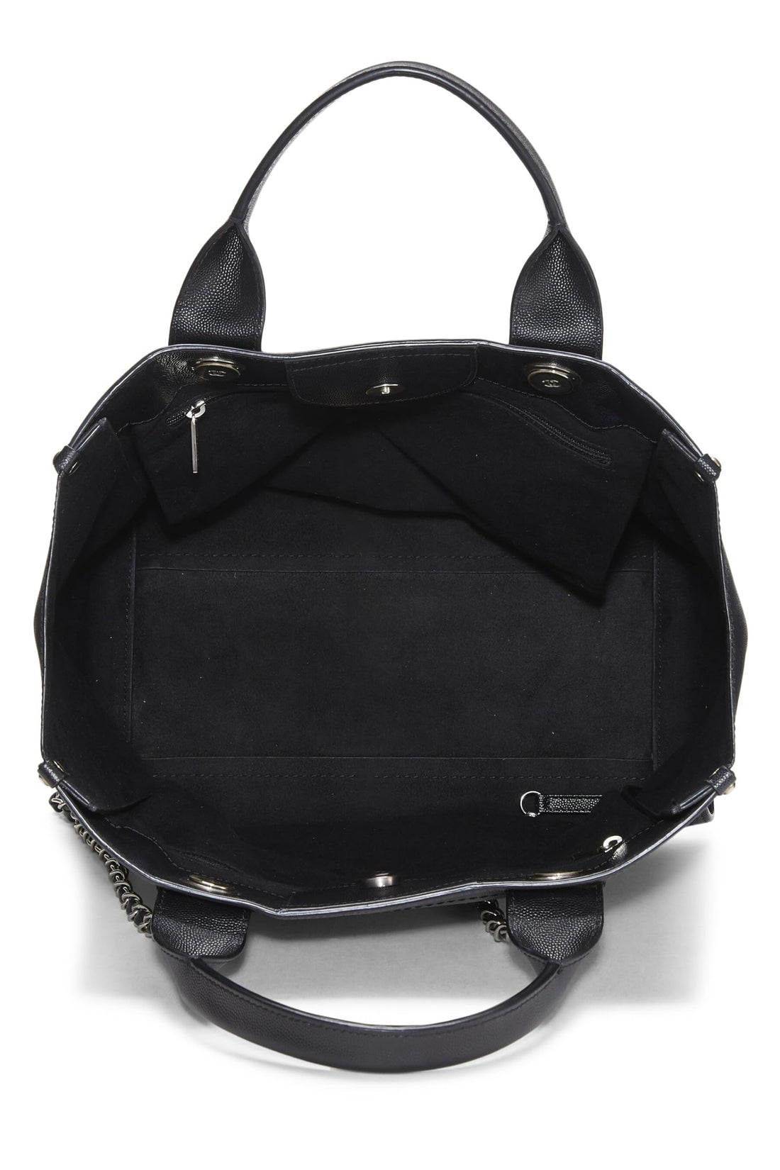 Chanel,  Black Caviar Studded Deauville Shopper Small, Black