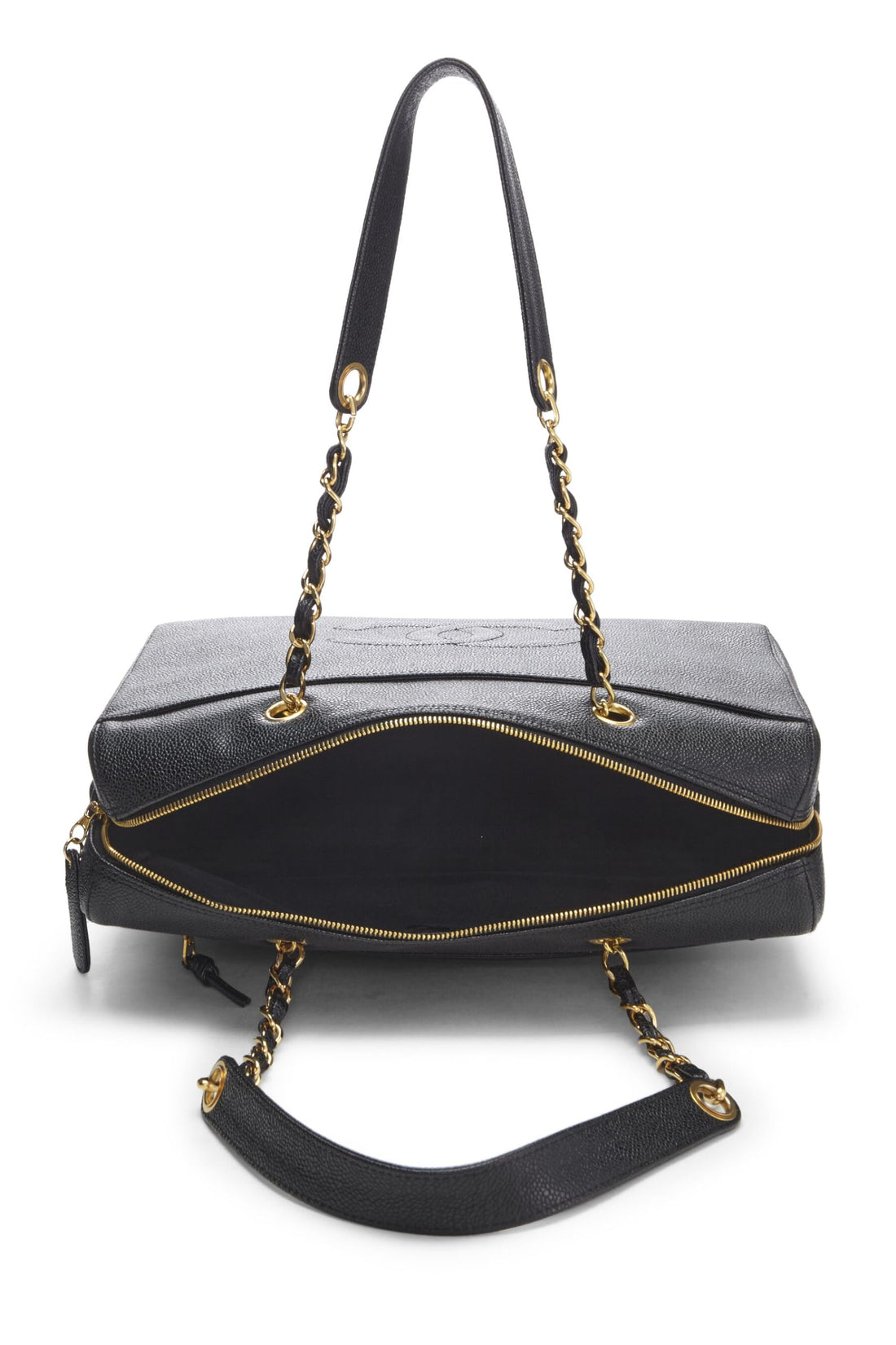 Chanel,  Black Caviar Zip Tote Small, Black