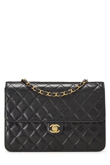 Chanel,  Black Quilted Lambskin Turnlock Ex Flap Medium, Black