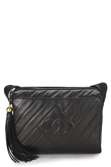 Chanel,  Black Lambskin Diamond 'CC' Camera Bag Large, Black