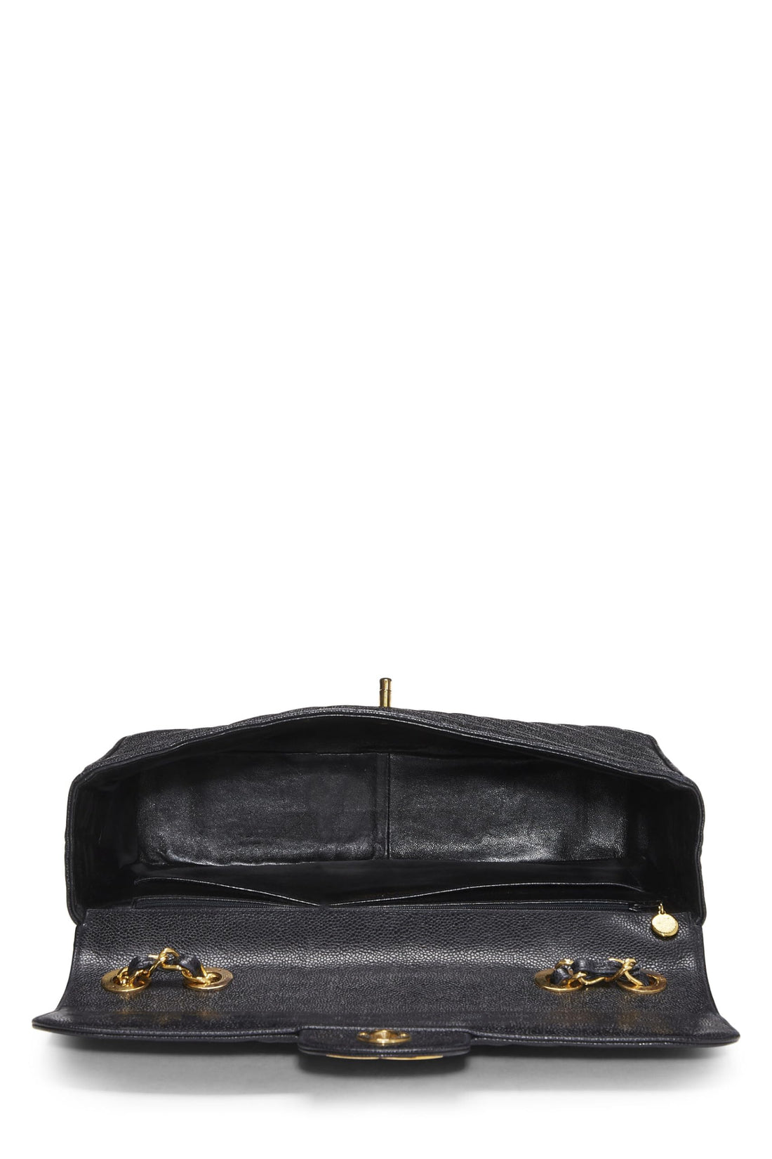 Chanel,  Black Chevron Caviar Half Flap Maxi, Black