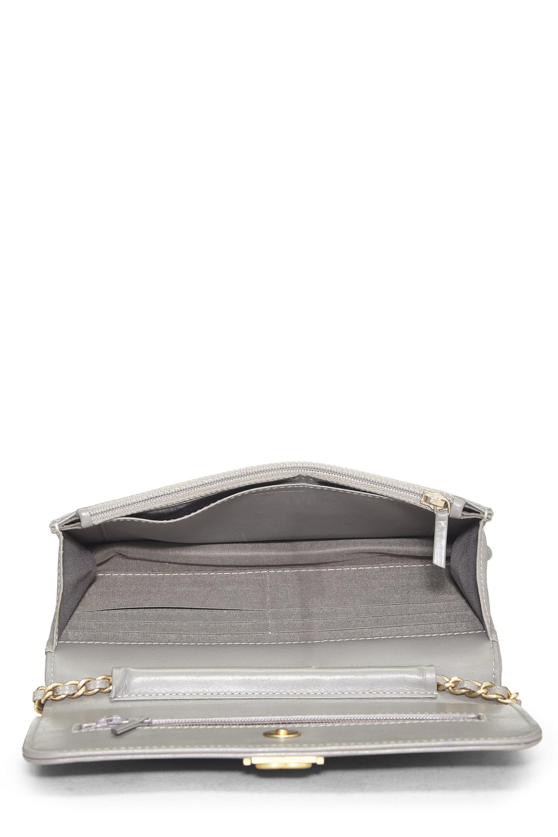 Chanel,  Grey Caviar Boy Wallet on Chain (WOC), Grey