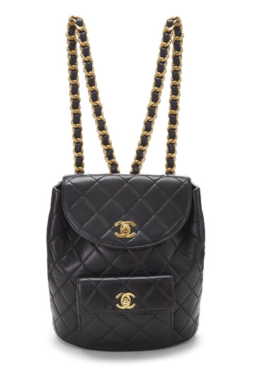 Chanel,  Black Quilted Lambskin 'CC' Classic Backpack Medium, Black