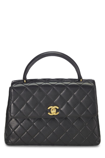 Chanel,  Black Quilted Lambskin Kelly, Black