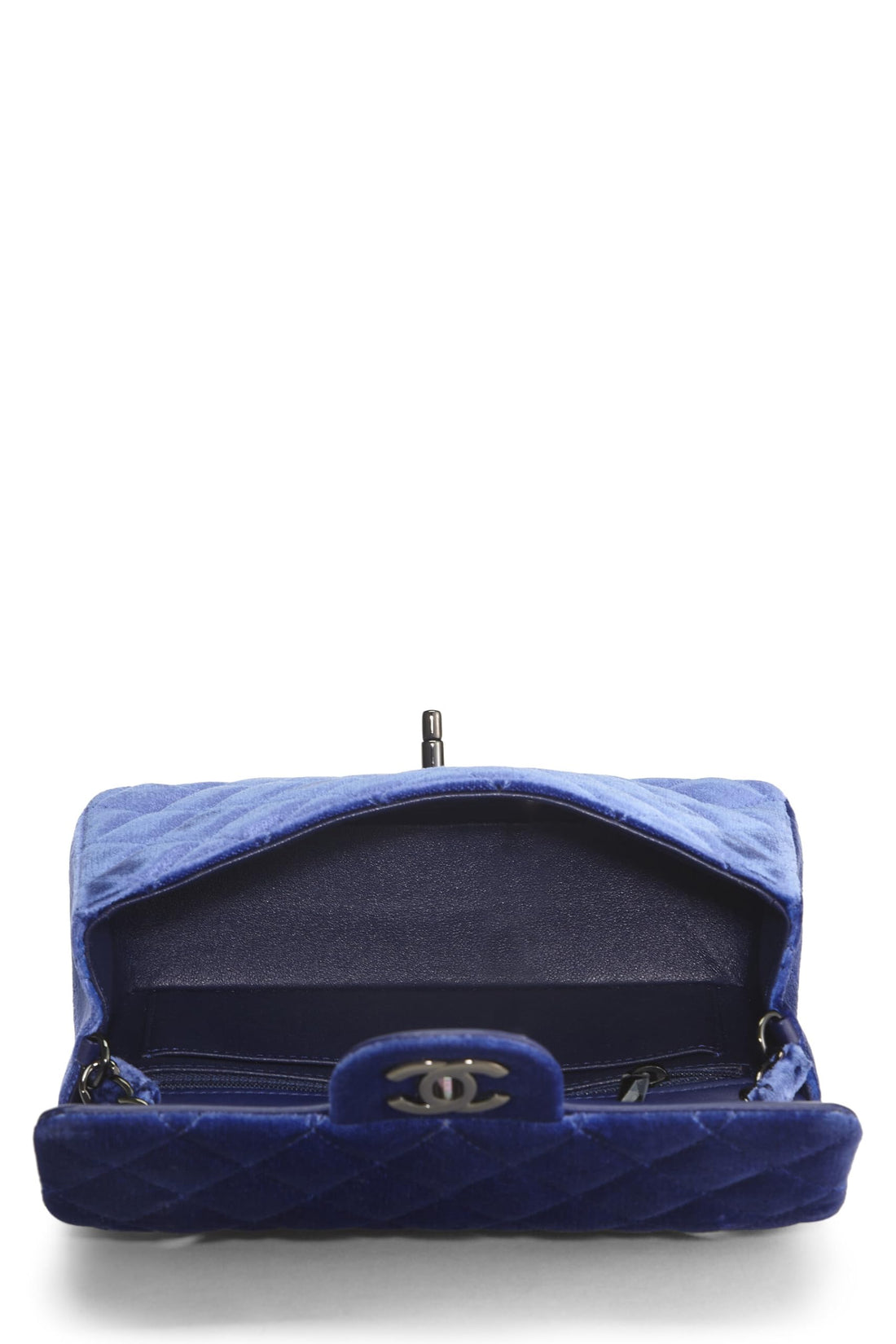 Chanel,  Purple Velvet Rectangular Flap Mini, Navy