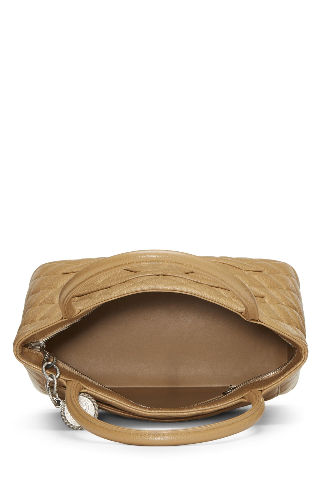 Chanel,  Beige Quilted Caviar Medallion Tote, Beige