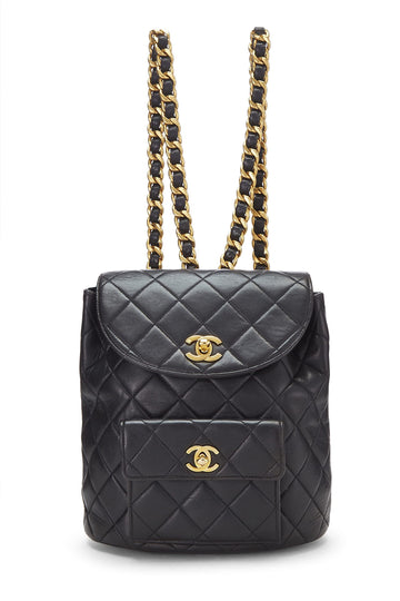 Chanel,  Black Quilted Lambskin 'CC' Classic Backpack Small, Black