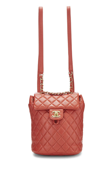 Chanel,  Orange Quilted Lambskin Urban Spirit Backpack Mini, Orange