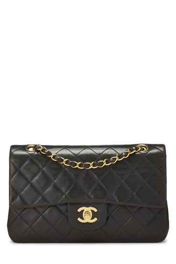 Chanel,  Black Quilted Lambskin Classic Double Flap Small, Black