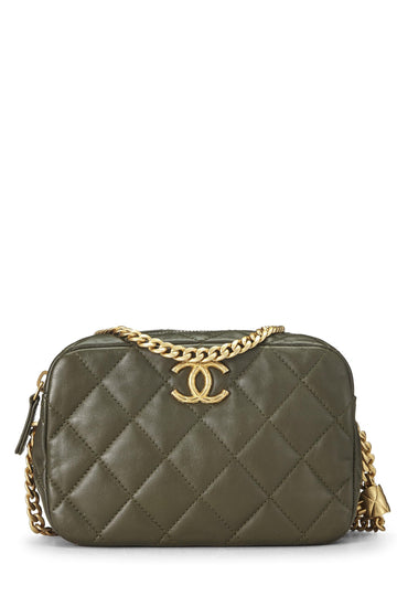 Chanel,  Green Lambskin Diamond 'CC' Camera Bag Mini, Green