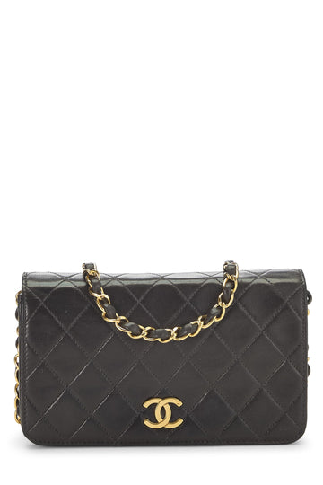 Chanel,  Black Quilted Lambskin Snap Full Flap Mini, Black