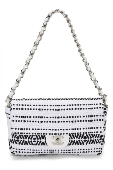 Chanel,  White Woven Half Flap Medium, White