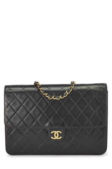 Chanel,  Black Quilted Lambskin Ex Flap Medium, Black