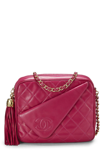 Chanel,  Pink Lambskin Diagonal Camera Bag Small, Pink