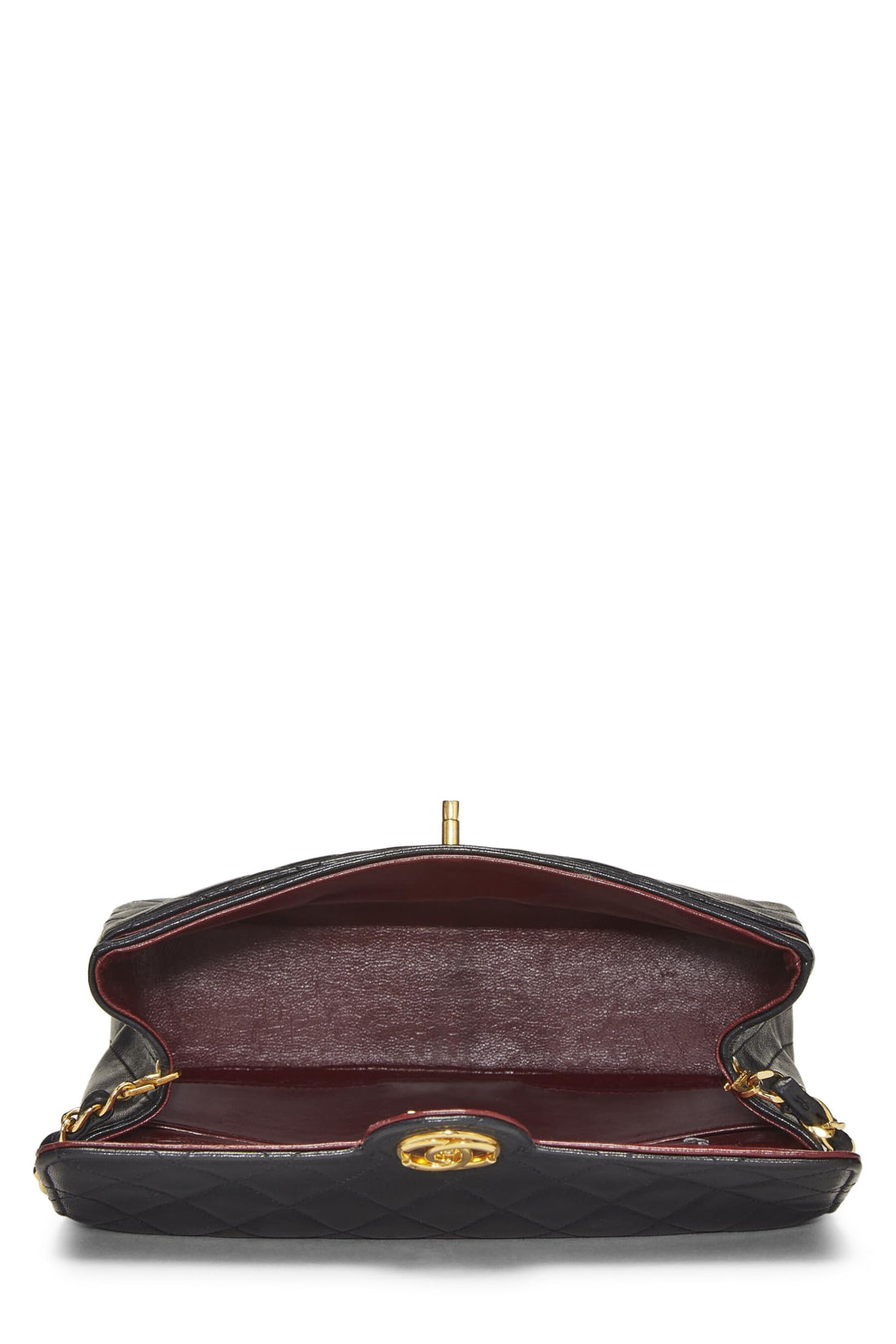 Chanel,  Black Quilted Lambskin Circle Lock Half Flap, Black