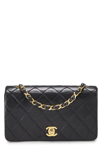 Chanel,  Black Quilted Lambskin Full Flap Mini, Black