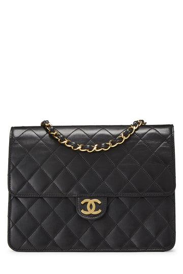Chanel,  Black Lambskin Ex Flap Small, Black