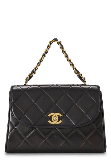 Chanel,  Black Quilted Lambskin Handbag Medium, Black