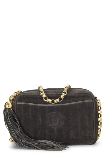 Chanel,  Grey Suede Pocket Camera Bag Mini, Grey