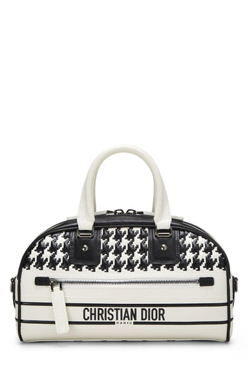 Dior, White & Black Leather Vibe Bowling Bag Small, White