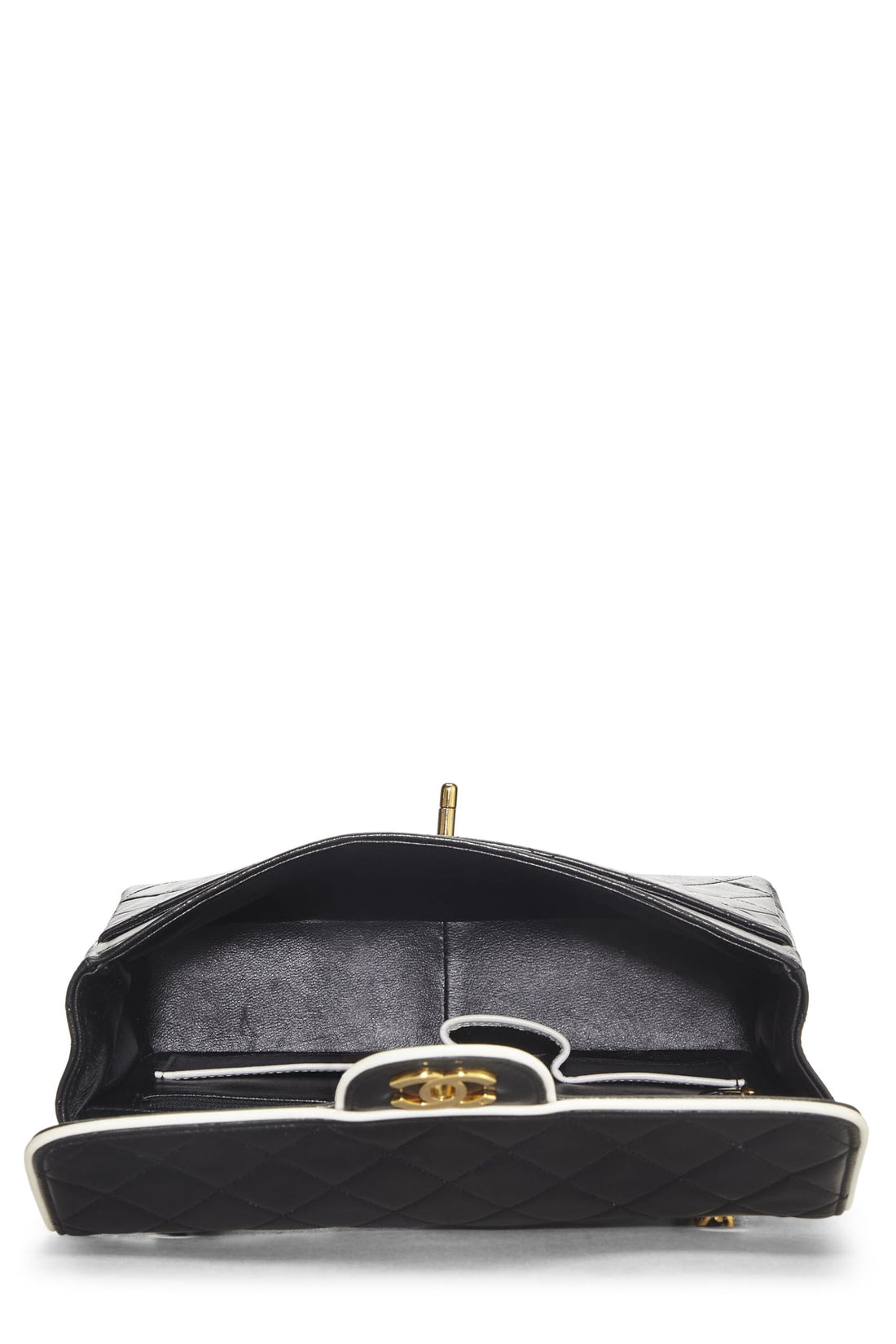 Chanel,  Black Quilted Lambskin Half Flap Small, Black