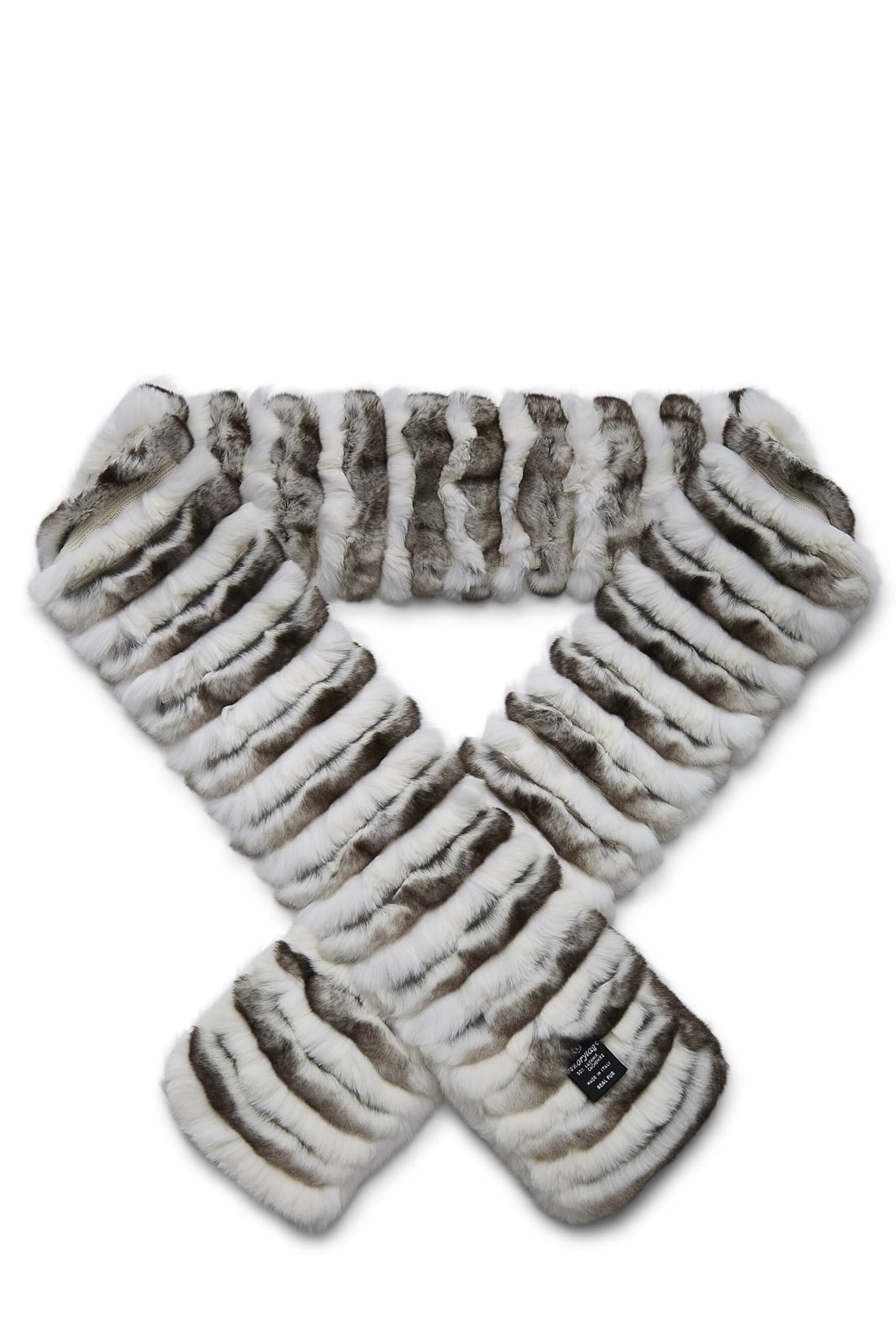 Chanel,  White & Black 'CC' Fur Muffler, White