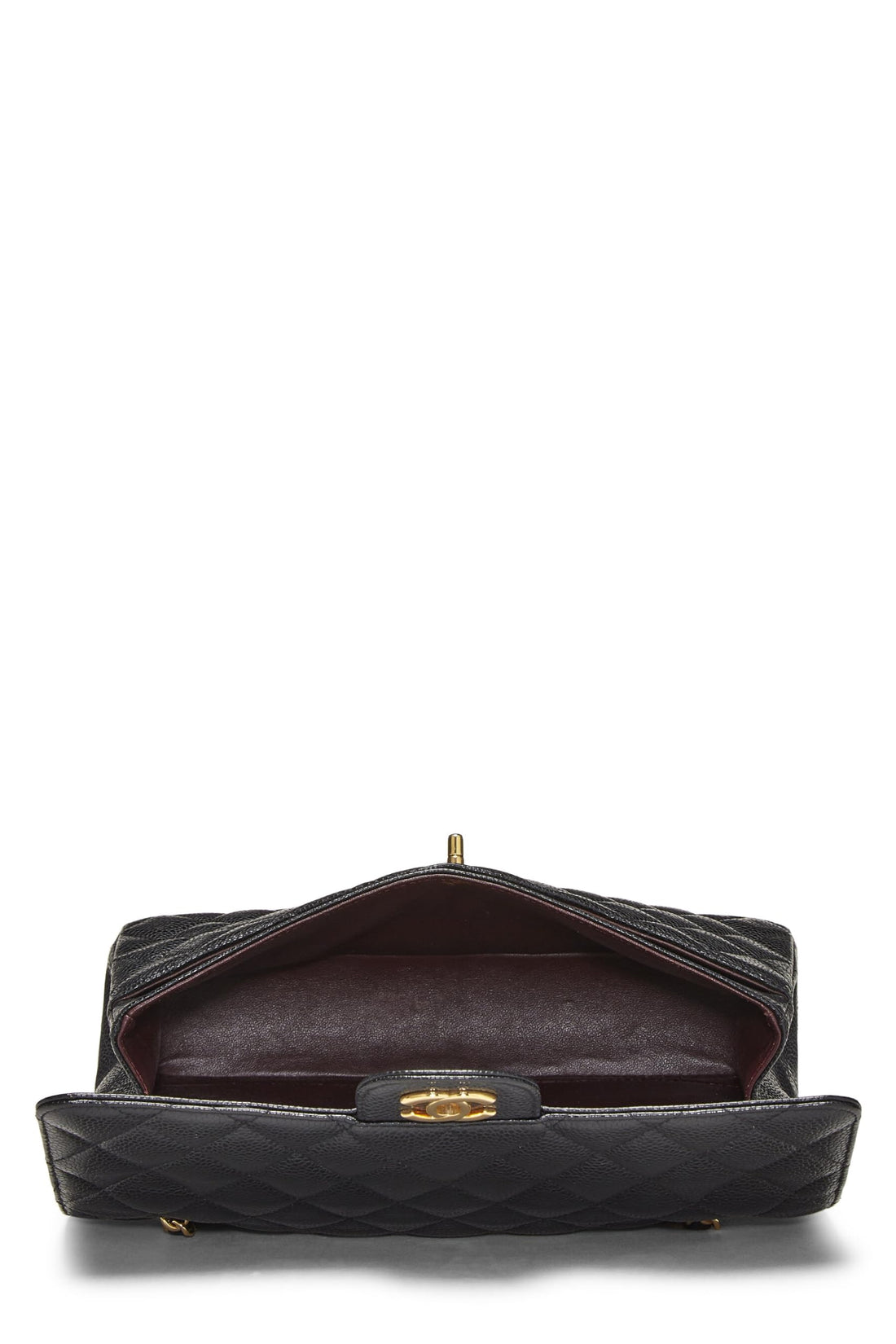 Chanel,  Black Quilted Caviar Classic Double Flap Medium, Black