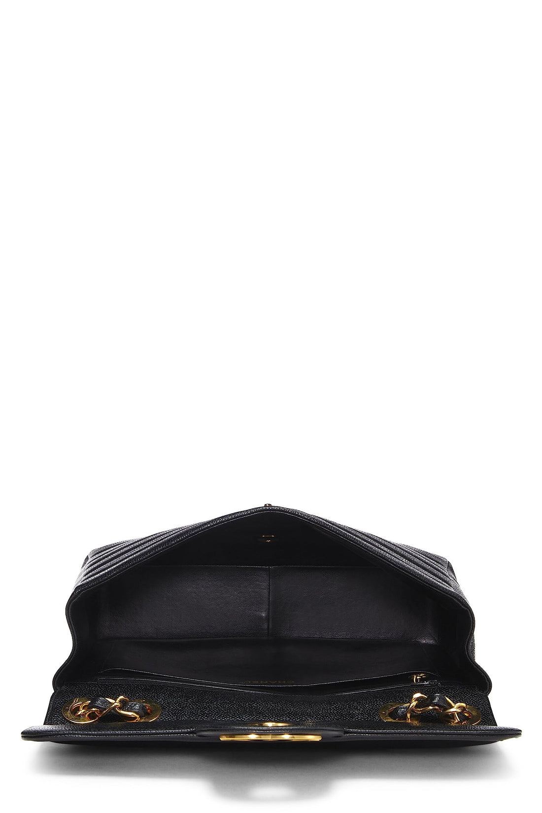 Chanel,  Black Horizontal Caviar Half Flap Jumbo, Black