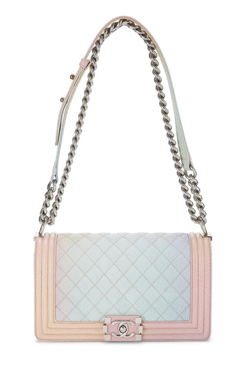 Chanel,  Rainbow Quilted Caviar Boy Bag Medium, Multi