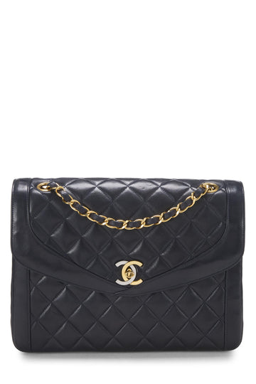 Chanel,  Black Quilted Lambskin Paris Limited Double Flap Small, Navy