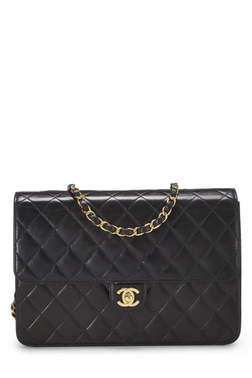 Chanel,  Black Quilted Lambskin Turnlock Ex Flap Medium, Black