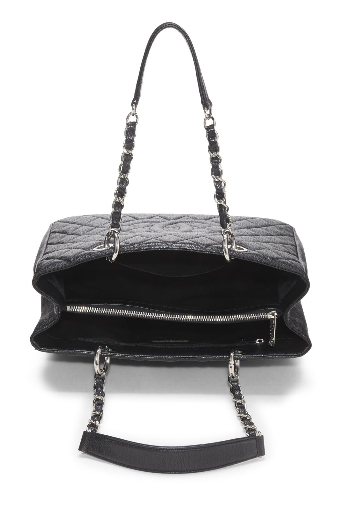 Chanel,  Black Quilted Caviar Grand Shopping Tote (GST), Black
