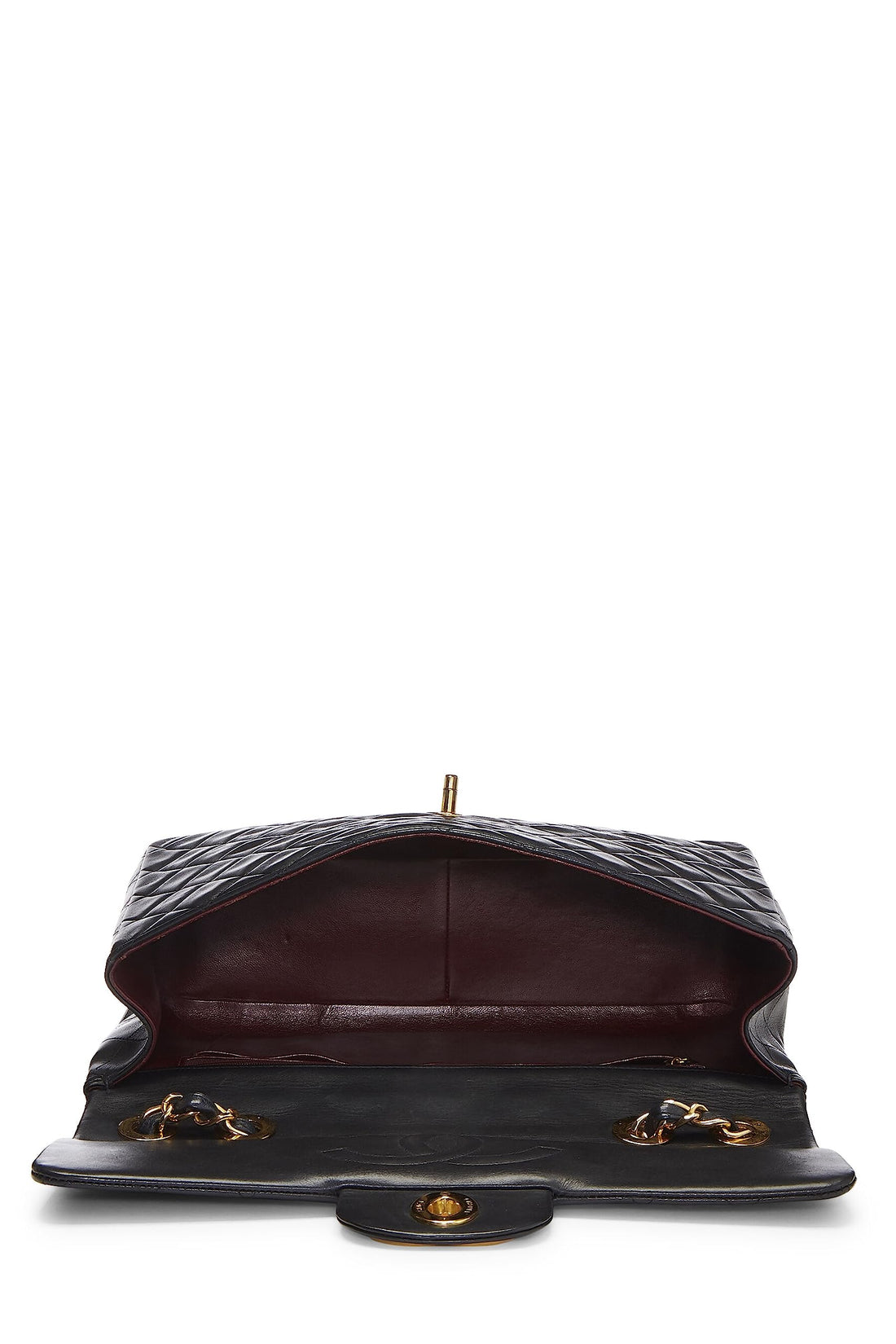 Chanel,  Black Quilted Lambskin Half Flap Maxi, Black