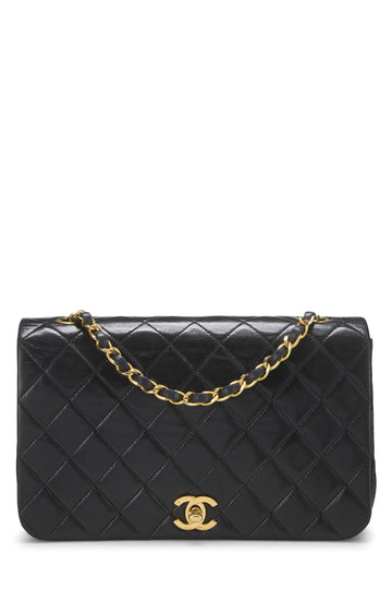 Chanel,  Black Quilted Lambskin Full Flap Small, Black