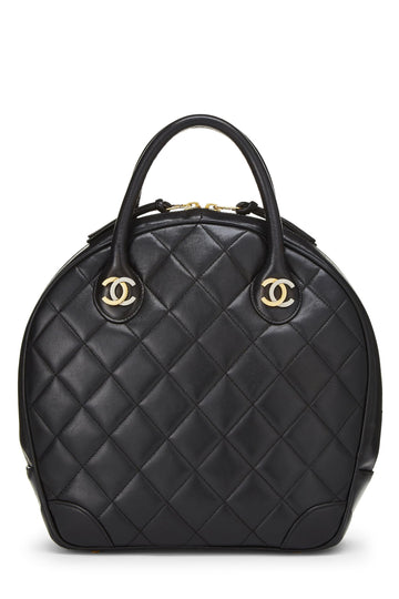 Chanel,  Black Quilted Lambskin Paris Limited Bowler Small, Black