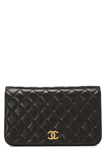 Chanel,  Black Quilted Lambskin Snap Full Flap Small, Black