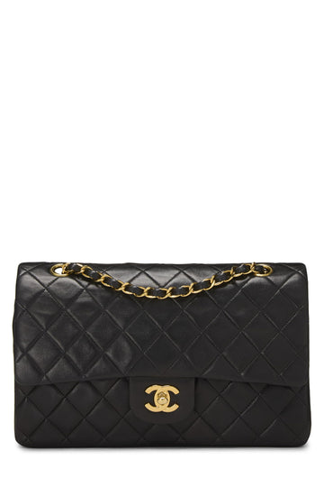 Chanel,  Black Quilted Lambskin Classic Double Flap Medium, Black