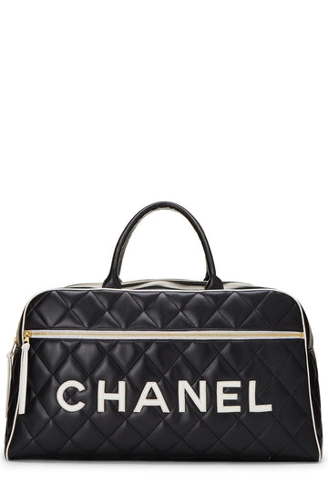 Chanel,  Black Quilted Calfskin Bowler Large, Black