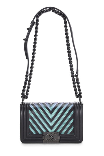 Chanel,  Black Chevron Lambskin Boy Bag Small, Black