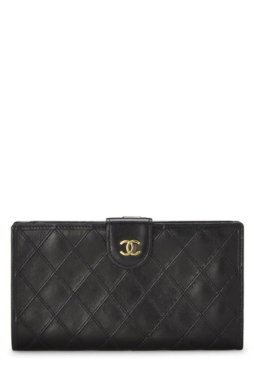 Chanel,  Black Lambskin Long Wallet, Black