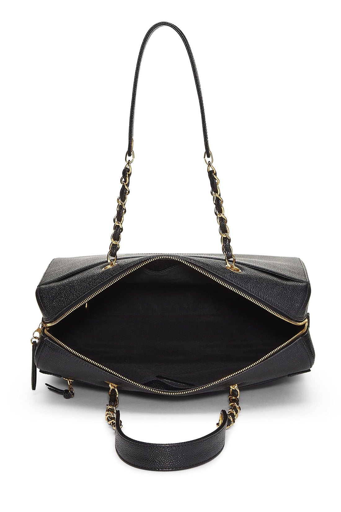 Chanel,  Black Caviar Zip Tote Small, Black