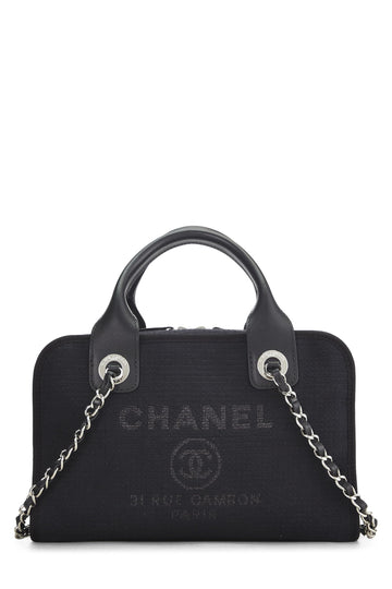 Chanel,  Black Canvas Deauville Bowler, Black