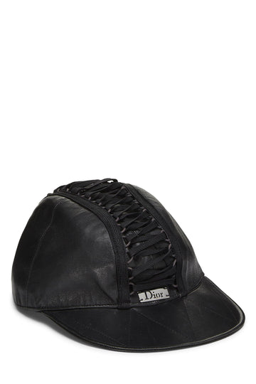 Dior, Black Leather Lace-up Cap, Black