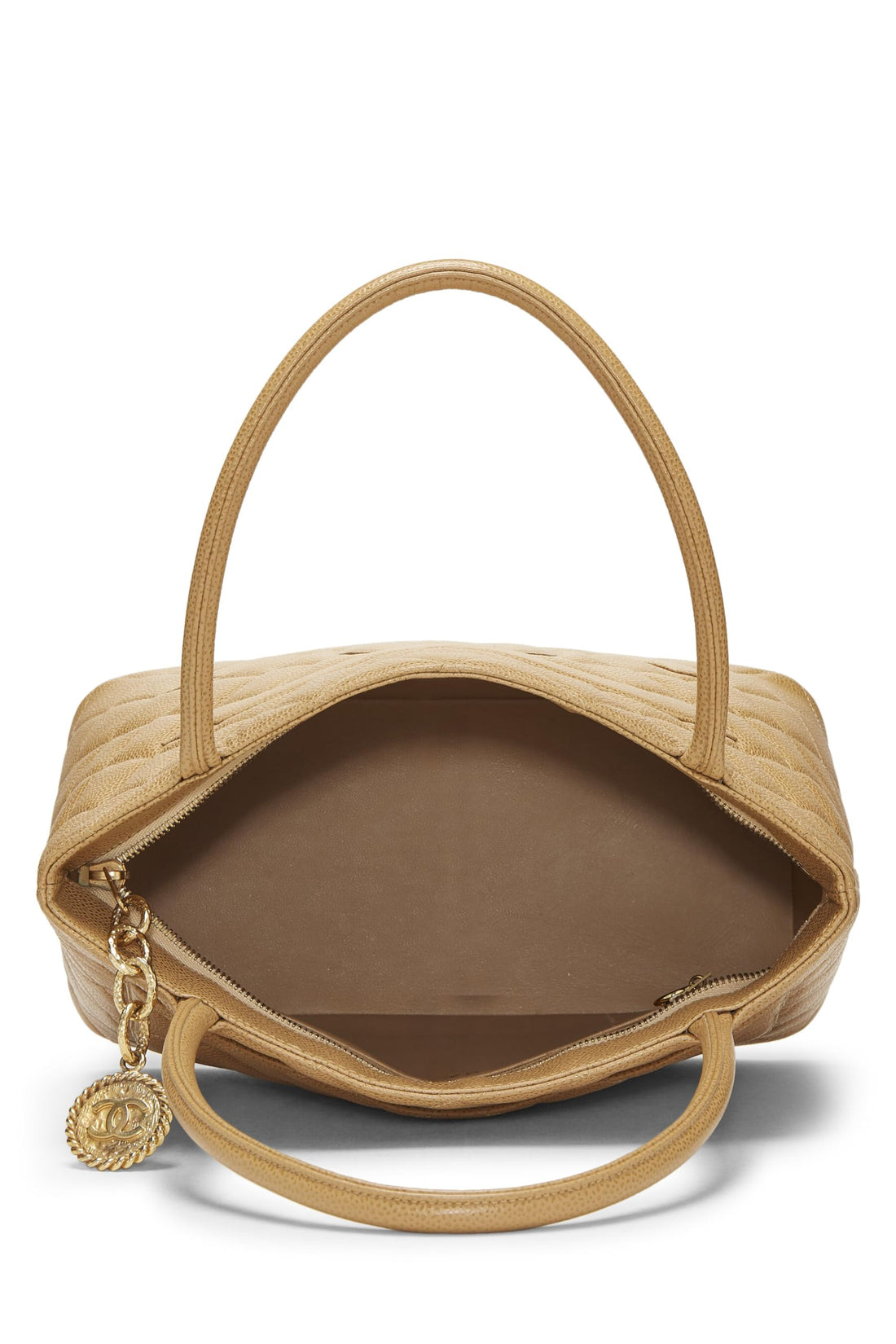 Chanel,  Beige Quilted Caviar Medallion Tote, Beige