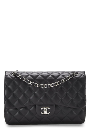 Chanel,  Black Quilted Lambskin New Classic Double Flap Jumbo, Black