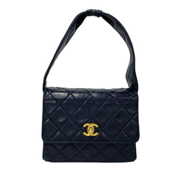 CHANEL Handbag lambskin Navy Matrasse