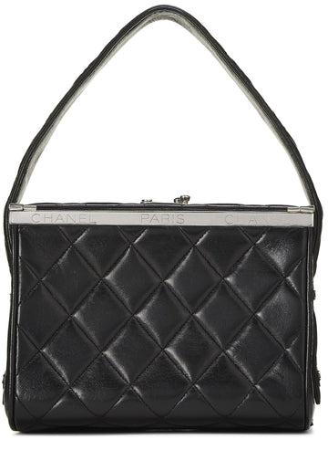 Chanel,  Black Quilted Lambskin Box Bag, Black