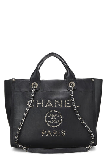 Chanel,  Black Caviar Studded Deauville Shopper Small, Black