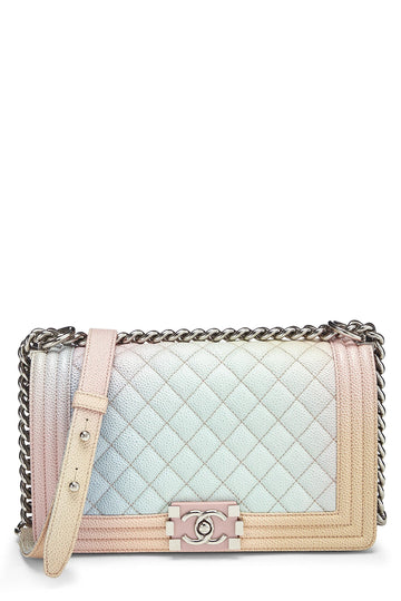 Chanel,  Rainbow Quilted Caviar Boy Bag Medium, Multi